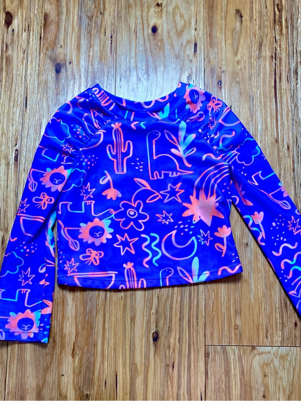 Cat & Jack Purple Neon Pattern Girls' Swim Top